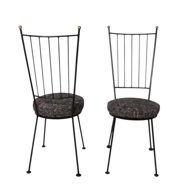 Mid-Century Modern Pr. Mid Century Wrought Iron Side Chairs After Mathieu Mategot C. 1950's For Sale - Image 3 of 16