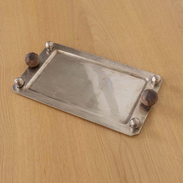 Art Deco 1930s French Art Deco Silver Plated Tray For Sale - Image 3 of 11