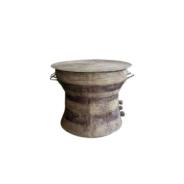 2000 - 2009 Monumental Cast Bronze Rain Drum Side Table Sculptural Patinated Finish For Sale - Image 5 of 10