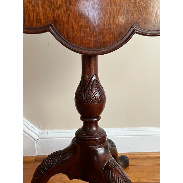 1980s Kindel Grand Rapids Chippendale Mahogany Piecrust Tilt-Top Tea Table For Sale In Philadelphia - Image 6 of 9