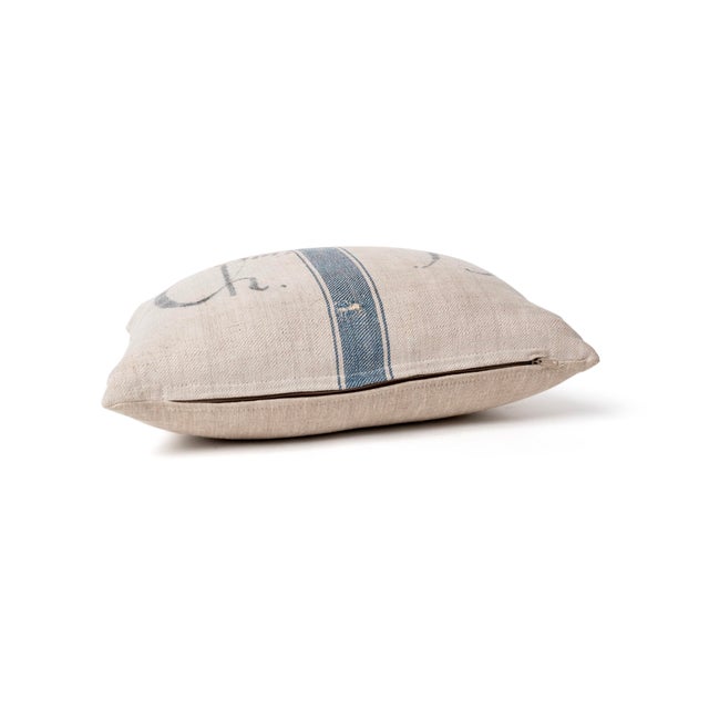 Pair of Antique European German Linen Grain Sack Pillows