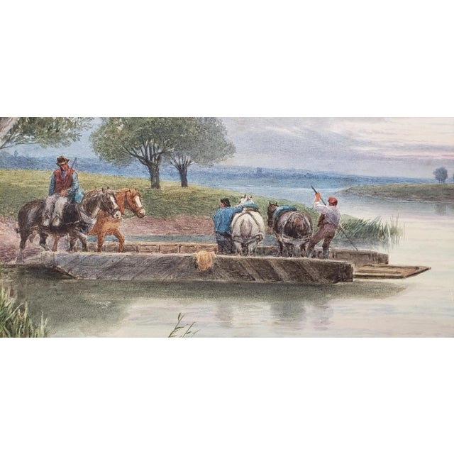 Late 19th-Early 20th C. J. Macpherson "Horse Ferry" Watercolor Painting For Sale - Image 9 of 12