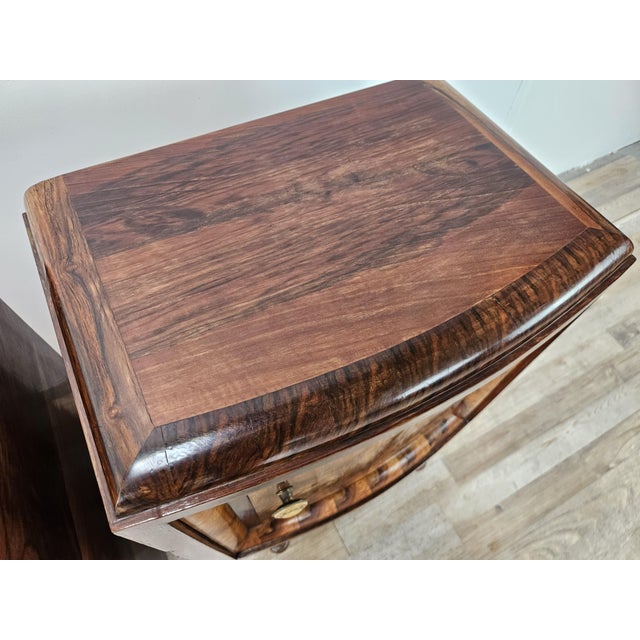 Wood Tuscan Art Deco Bedside Tables in Walnut Burl, 1940, Set of 2 For Sale - Image 7 of 17