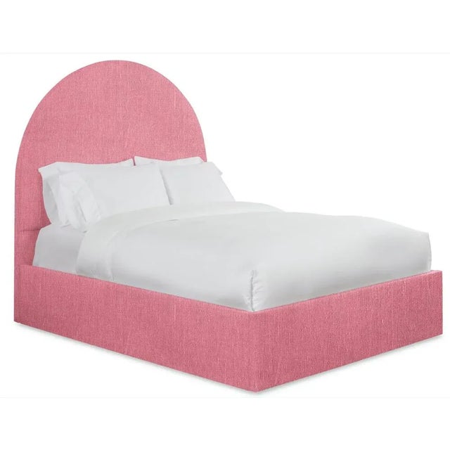 Modern Poppy California King Headboard, Rose Linen For Sale - Image 3 of 5