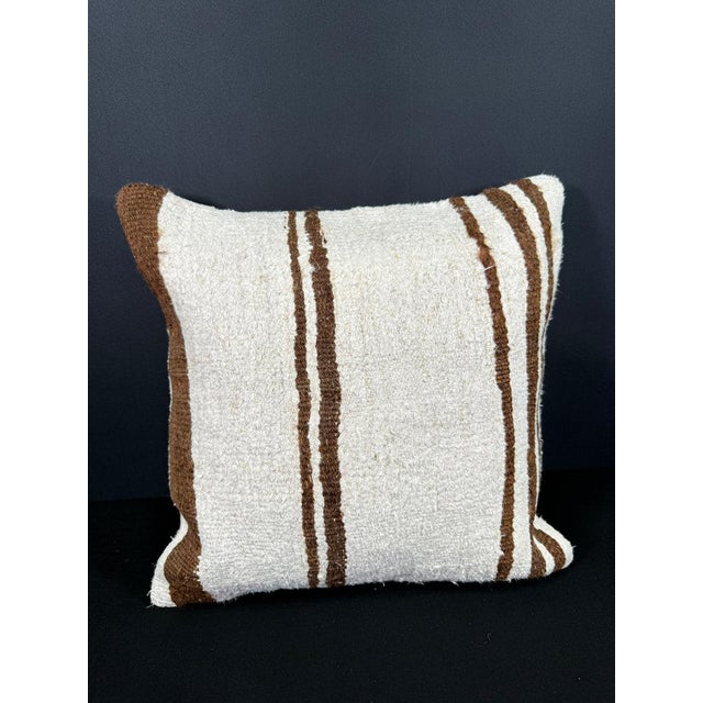 Turkish Hemp Pillow Cushion Natural Beige Brown Cushion Cover 20x20 For Sale - Image 4 of 4