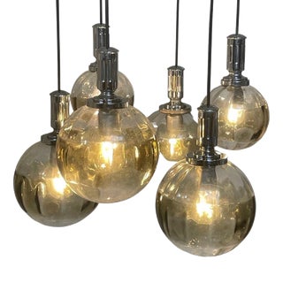 Vintage Cascade Hanging Pendant in Smoked Glass, 1960s For Sale