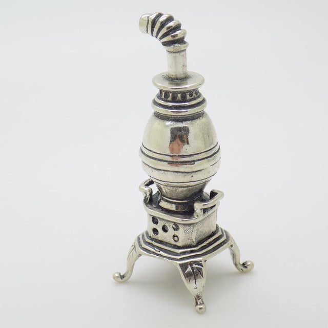Vintage Italian Silver Woodstove Dollhouse Miniature, Tuscany, 1980s For Sale - Image 6 of 11