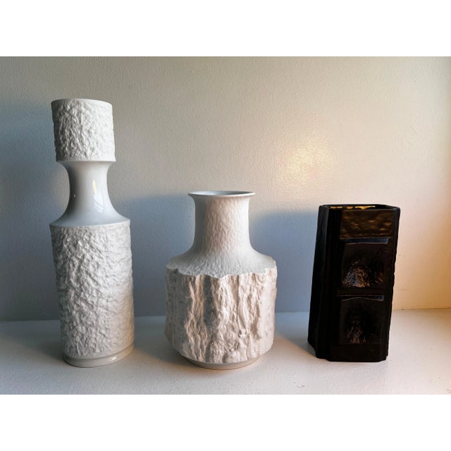 Vintage German Textured Porcelain Vases - Set of 3 For Sale - Image 12 of 12