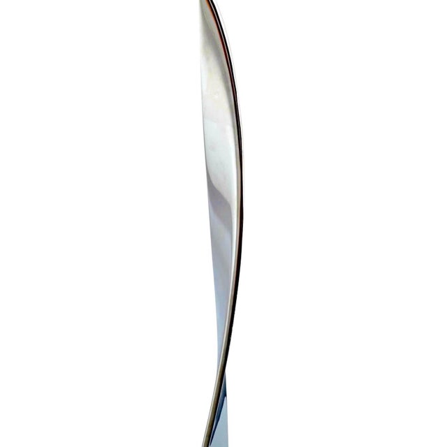 Contemporary David Herschler, Elijah David Herschler Chrome Steel Modernist Free Form Kinetic Ribbon Sculpture, 1985 For Sale - Image 3 of 5