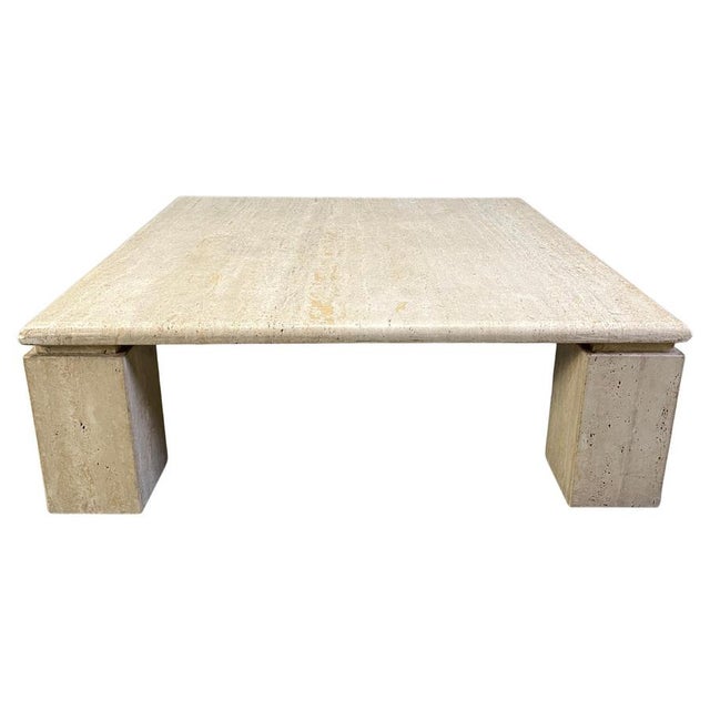 Vintage Square Travertine Coffee Table, Italy, 1970s For Sale - Image 11 of 11