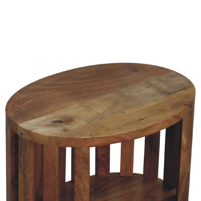 Japanese Light Oak-Finish Mango Wood Japanese-Inspired Open-Shelf Nightstand For Sale - Image 3 of 8