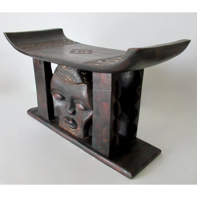 Wood Vintage Wood-Carved African Ashanti Bench, Stool For Sale - Image 7 of 18
