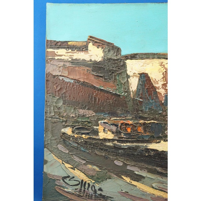 20th Century, Oil Painting on Canvas, Neo-Impressionist, View of the Gulf of Pozzuoli in Naples, Italy, Signed., 1920s, Ceramic For Sale - Image 3 of 10
