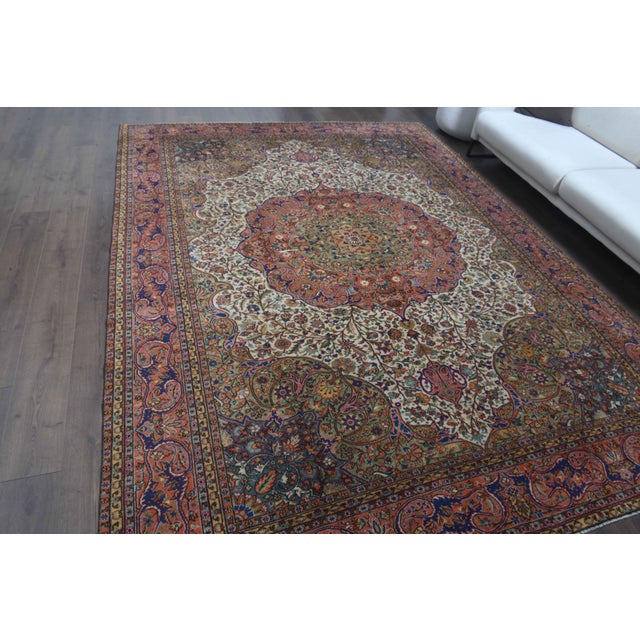 1960s Vintage Persian Handmade Wool Cotton Light Red Area Rug For Sale - Image 4 of 11