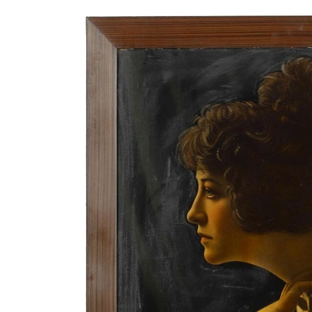 Print - M Kassel (19th/20th Century). Female Figure. Color print. Framed. Dimensions: 104 cm x 73 cm.