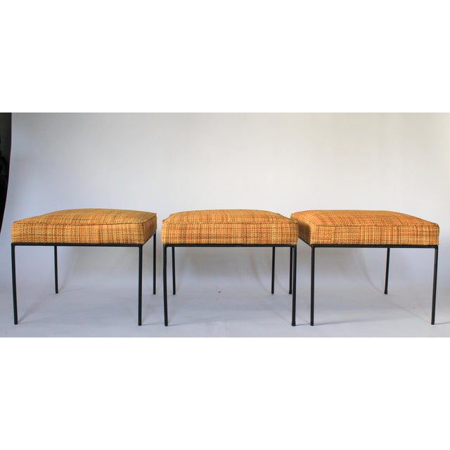 Set of three sleek and stylish minimalist mid-century modern stools by Paul McCobb for Winchendon Furniture. They feature...