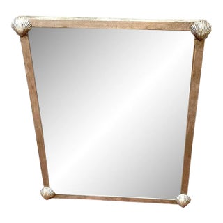 20th Century French Modern Silvered Metal Shell Motif Mirror For Sale