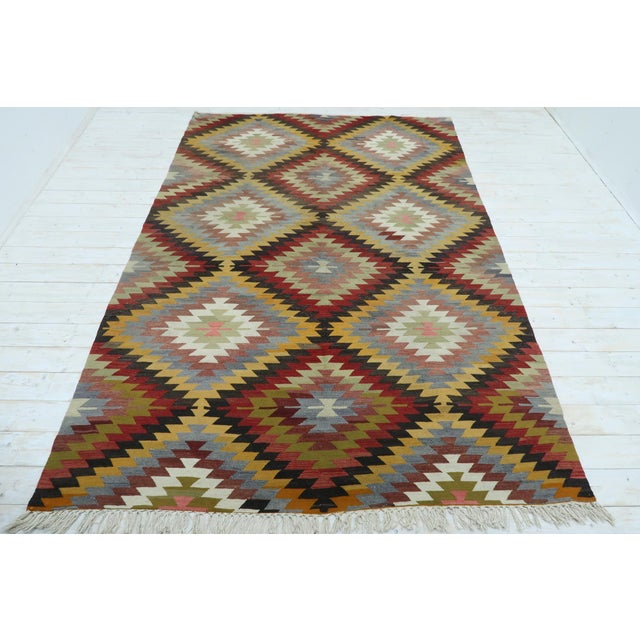Turkish Antalya Wool Rug Kilim Rug-6’4’x9’8" For Sale - Image 4 of 13