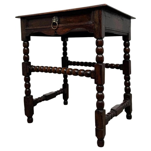 Antique 19th Century English Oak Bobbin-Turned Side Table For Sale - Image 4 of 12