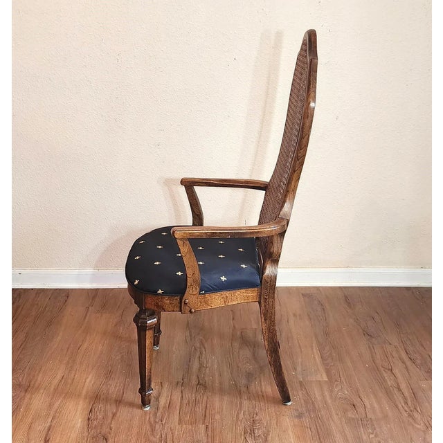 Mid 20th century Hibriten by Bernhardt Italian Provincial cane back mid-century dining arm chair with gorgeous curves and...