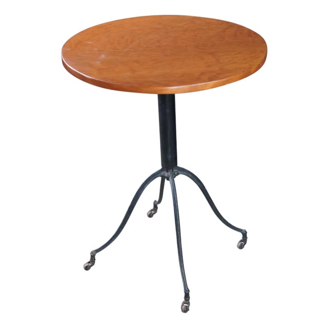 Industrial Cast Iron Round Cherry Side Accent Table Pedestal Plant Stand 29" For Sale