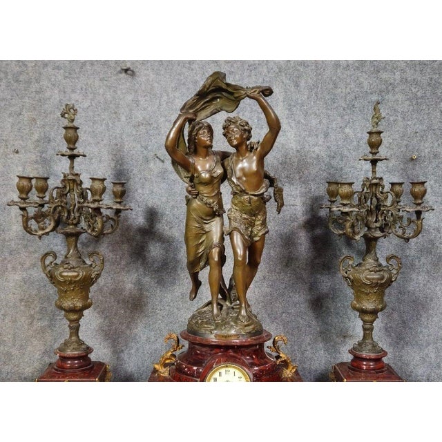 Mantelpiece Set with Clock and Candleholders, Set of 3 For Sale - Image 4 of 7