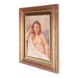 Unknown, Female Semi-Nude with Veil, Oil on Canvas, Framed For Sale