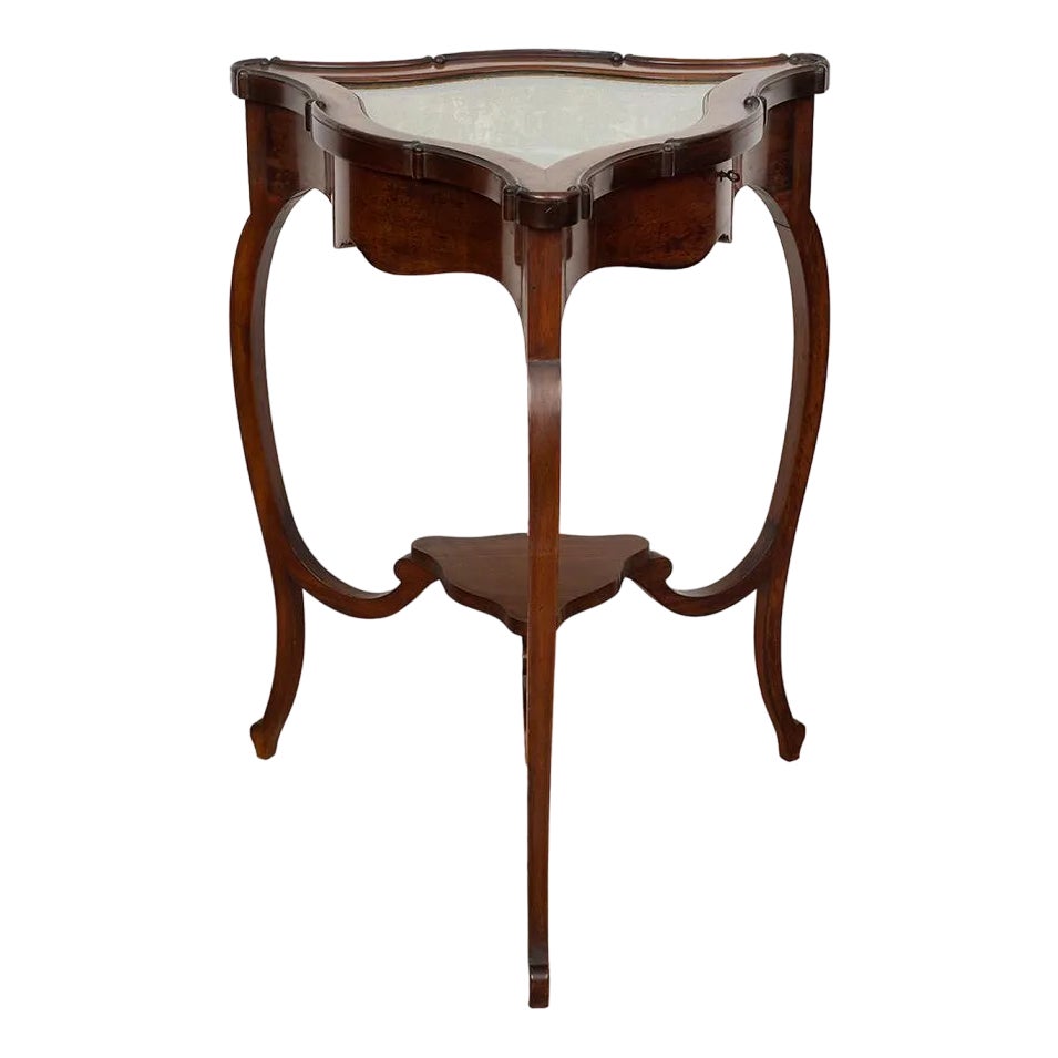 English Art Nouveau Display Case Side Table in Solid Mahogany. Early