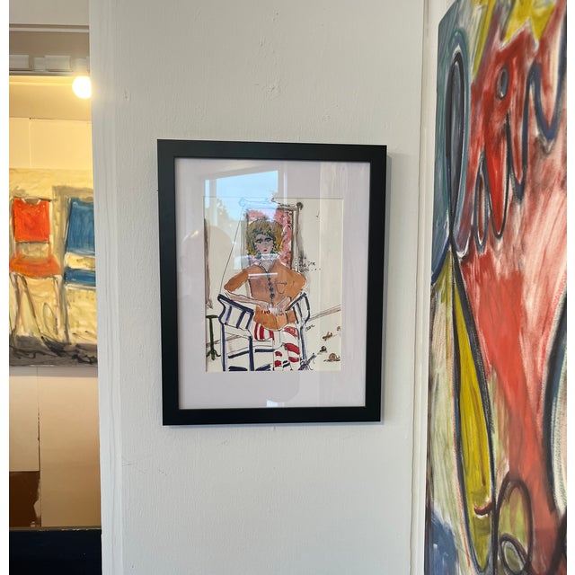 This a painting of a lady on hold with customer service. She is calm and content in her room with her pet snail. Her phone...