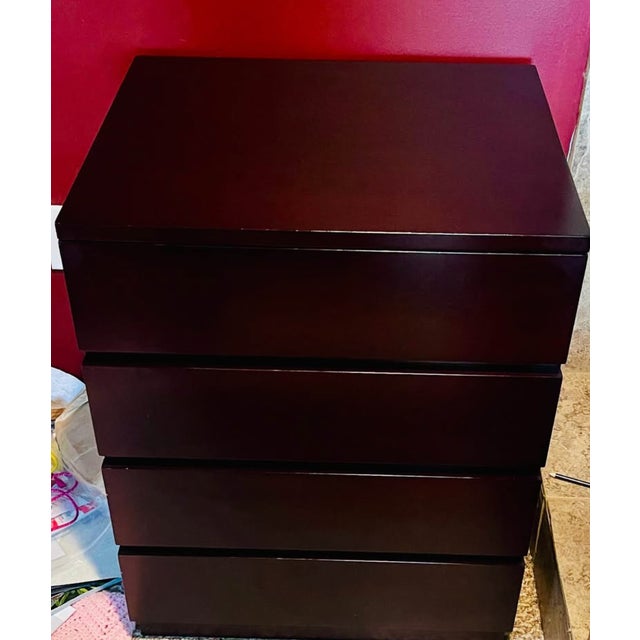2000 - 2009 Brazilian Modern Dark Wood Curved Console Table / Desk + Matching 4-Drawer Chest - Bold Contemporary Set For Sale - Image 5 of 6