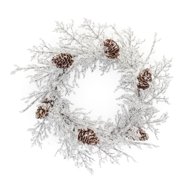 Welcome the winter season with the elegant 24" Iced Twig & Pinecone Christmas Wreath. Designed with frosted branches,...