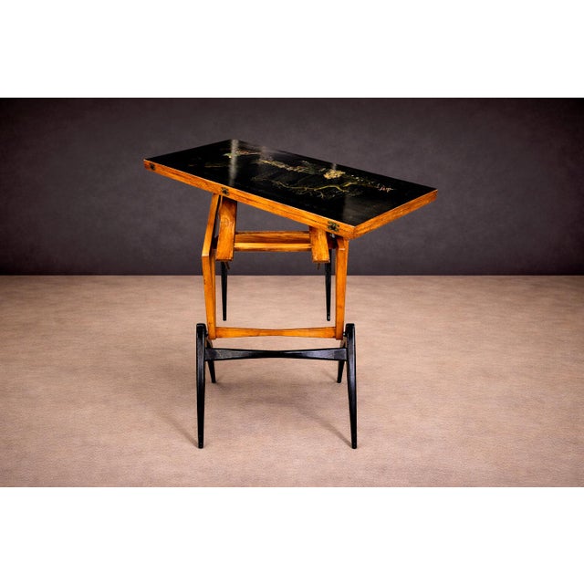 Black Three-in-one table in Hardwood with Chinoiserie theme, Unknown, 1950s - Lot 530 For Sale - Image 8 of 15