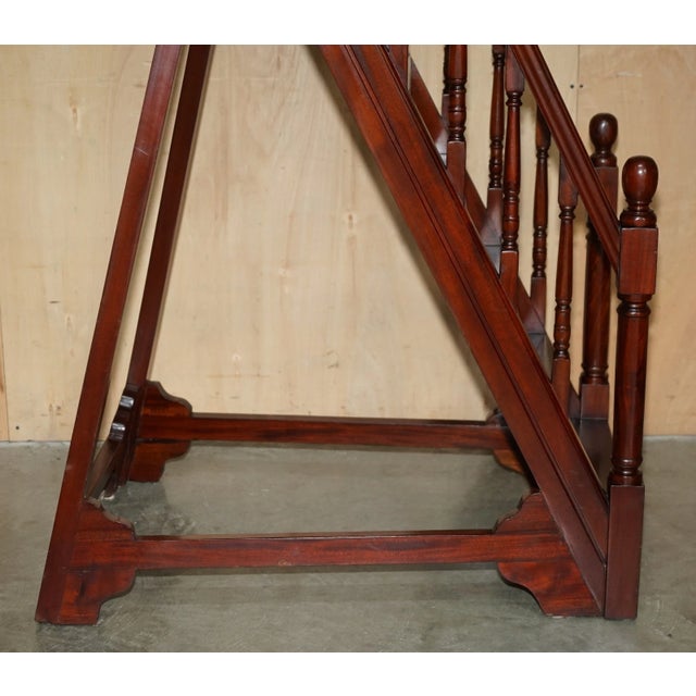 Tall Antique Georgian Style Mahogany Library Steps With Gallery Rail - 5'7" For Sale - Image 13 of 18