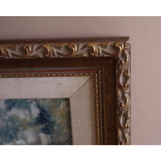 Baby Blue Vintage Oil Landscape Painting For Sale - Image 8 of 9