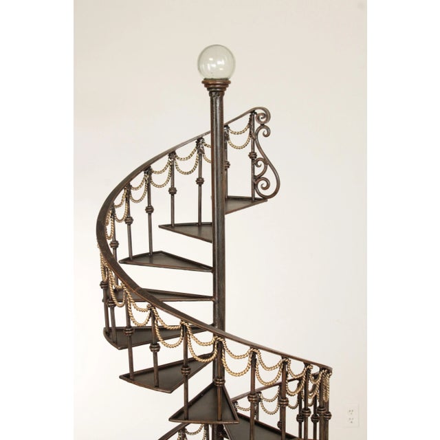 Traditional Quality Wrought Iron Spiral Staircase Etagere Wine Rack For Sale - Image 3 of 12