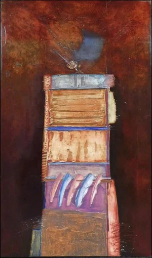Enrico Embroli "Totem Series #88-1" Original Painting on Canvas Hand Signed