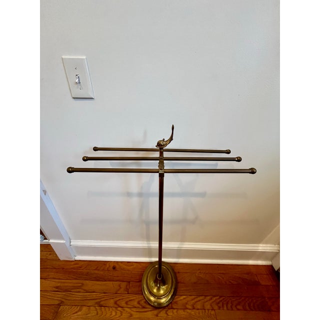 Hollywood Regency Brass Towel Rack Valet Stand 1960s Fish Motif For Sale In New York - Image 6 of 12