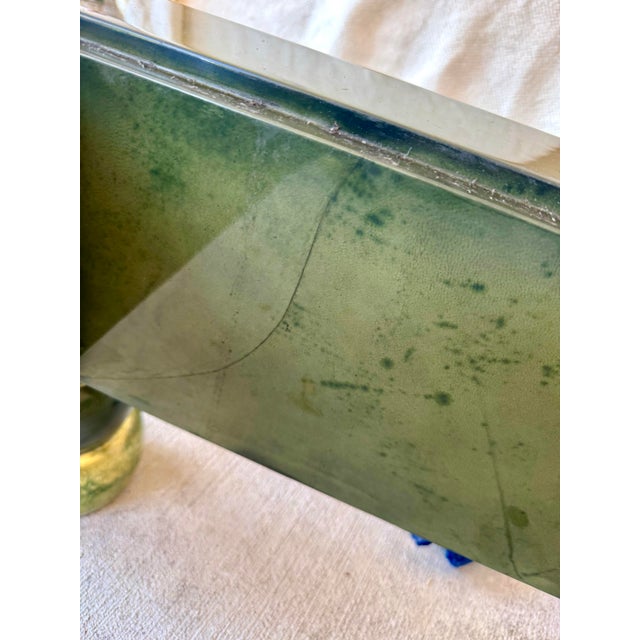 Animal Skin Late 20th Century Green Goatskin Goat Skin Enrique Garcel Designer Coffee Table For Sale - Image 7 of 12