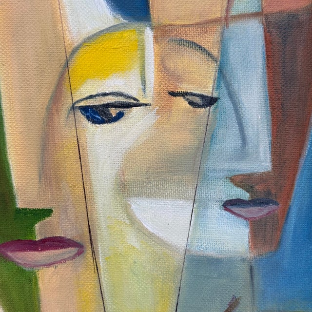Textile Original Cubist Portrait, Contemporary Modernist Study Painting For Sale - Image 7 of 12