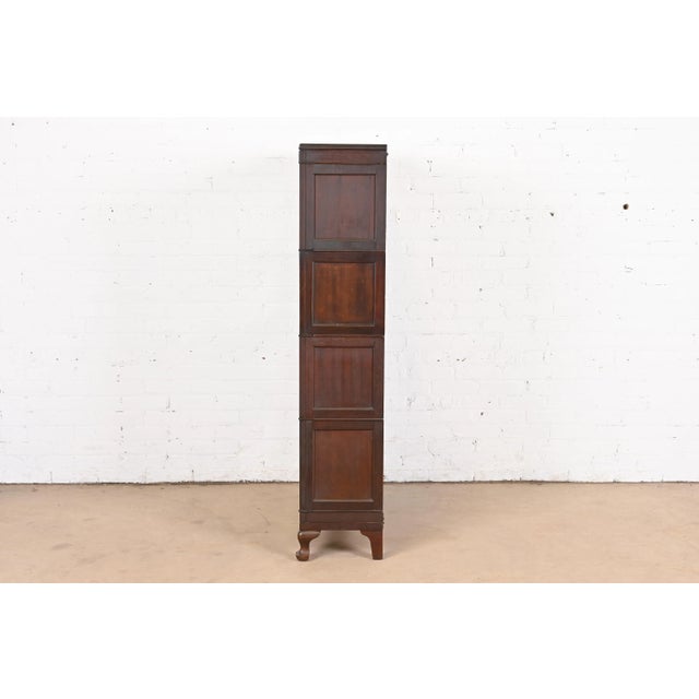 Antique Arts & Crafts Mahogany Four-Stack Barrister Bookcase by Macey, Circa 1920s For Sale - Image 9 of 12