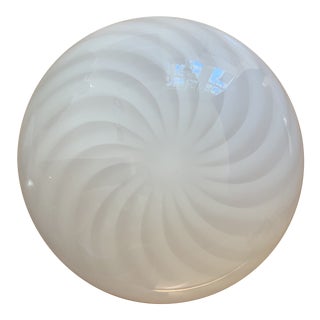 1980s Murano Swirl Glass Italian Blown Flush Mount For Sale