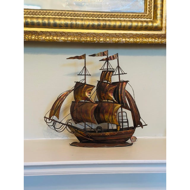 Vintage Metal Art Sailboat Sculpture For Sale - Image 9 of 9