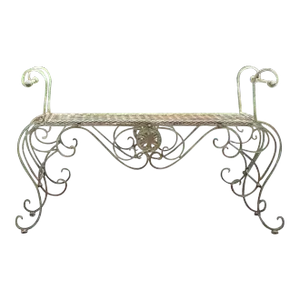 Vintage Gino Patinated Steel Scroll Bench