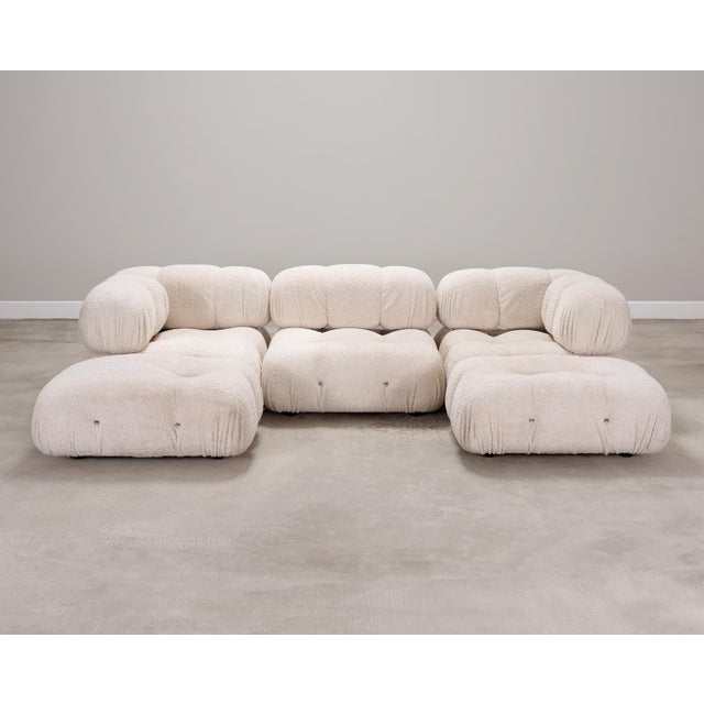 A rare monumental five-piece "Camaleonda" boucle modular sectional sofa, designed by Mario Bellini and made by B&B Italia...