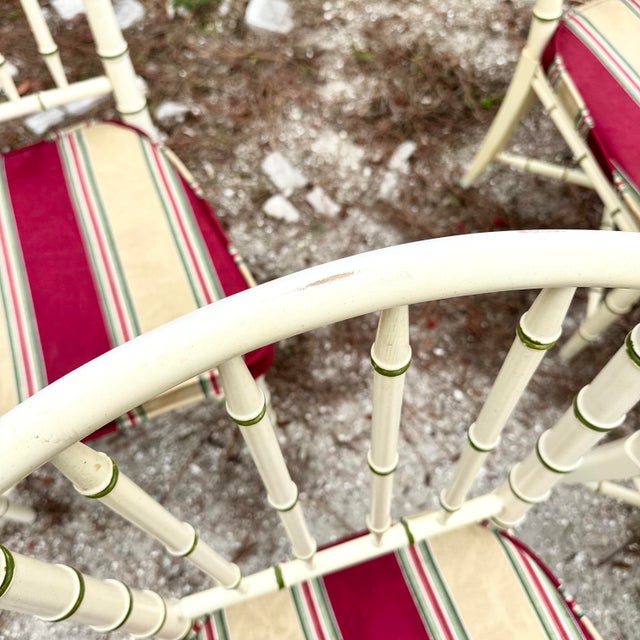 Cream Vintage Coastal Faux Bamboo Dining Chairs - Set of 4 For Sale - Image 8 of 12
