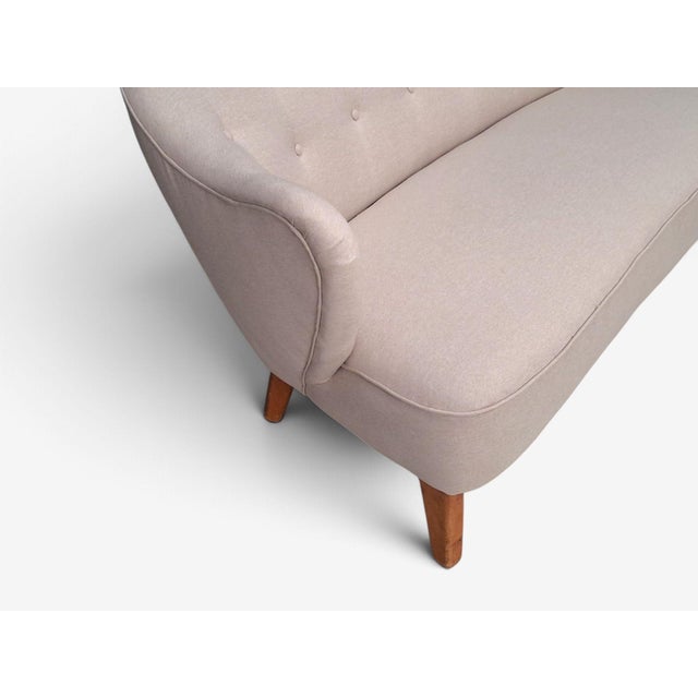 Flemming Lassen, Rare Sofa, Beige Fabric, Birch, Finland, 1950s For Sale - Image 11 of 12