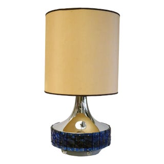 Large Italian Table Lamp with Hammered Glasses, 1970s For Sale
