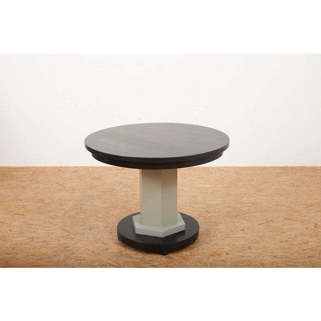 Wooden Round Table in Black Grey, 1930s For Sale - Image 4 of 12