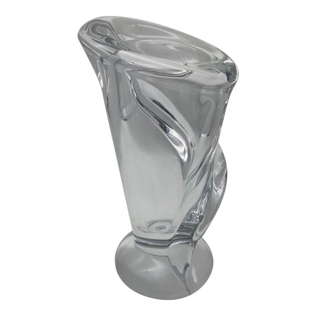 Vintage Mid 20th Century French Crystal Vase For Sale