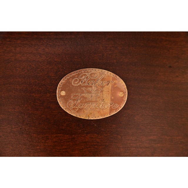 Baker Furniture Georgian Banded Cherry Wood Pedestal Extension Dining Table, Newly Refinished For Sale - Image 13 of 14